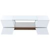 ON-TREND 6mm Glass-Top Coffee Table with Open Shelves and Cabinets; Geometric Style Cocktail Table with Great Storage Capacity; Modernist 2-Tier Cente