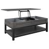 U-style Lift Top Coffee Table with Inner Storage Space and Shelf