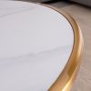 Sintered stone round coffee table with golden stainless steel frame