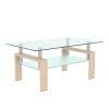 Rectangle Walnut Glass Coffee Table, Clear Coffee Table,Modern Side Center Tables for Living Room, Living Room Furniture