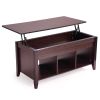 Lifting coffee table with cabinet-dark coffee color