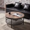 WESOME 2-Tier Single Panel Round Coffee Table for Living Room and Bedroom;  with 3D Texture Metal Frame and Mesh