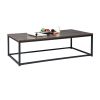 43.3in Modern Industrial Style Rectangular Wood Grain Top Coffee Table w/ Metal Frame