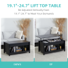 Lift Top Coffee Table; 41" X 19.5" Rising Dining Table w/4' Depth Hidden Storage Compartment & 3 Open Shelves; Coffee Table Lift Top for Reception & L