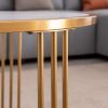 Sintered stone round coffee table with golden stainless steel frame