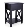 X-shaped bedside table with single drawer coffee table for bedroom living room - Set of 2