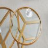 Modern coffee table; Golden metal frame with round tempered glass tabletop